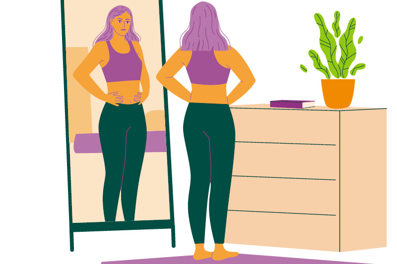 Mom looking in mirror